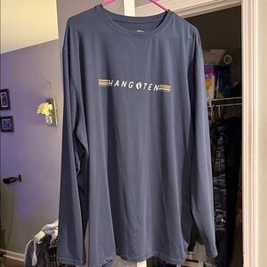 Men’s XXL Hang Ten Navy Long Sleeve Crew with White and Gold Stripe Logo